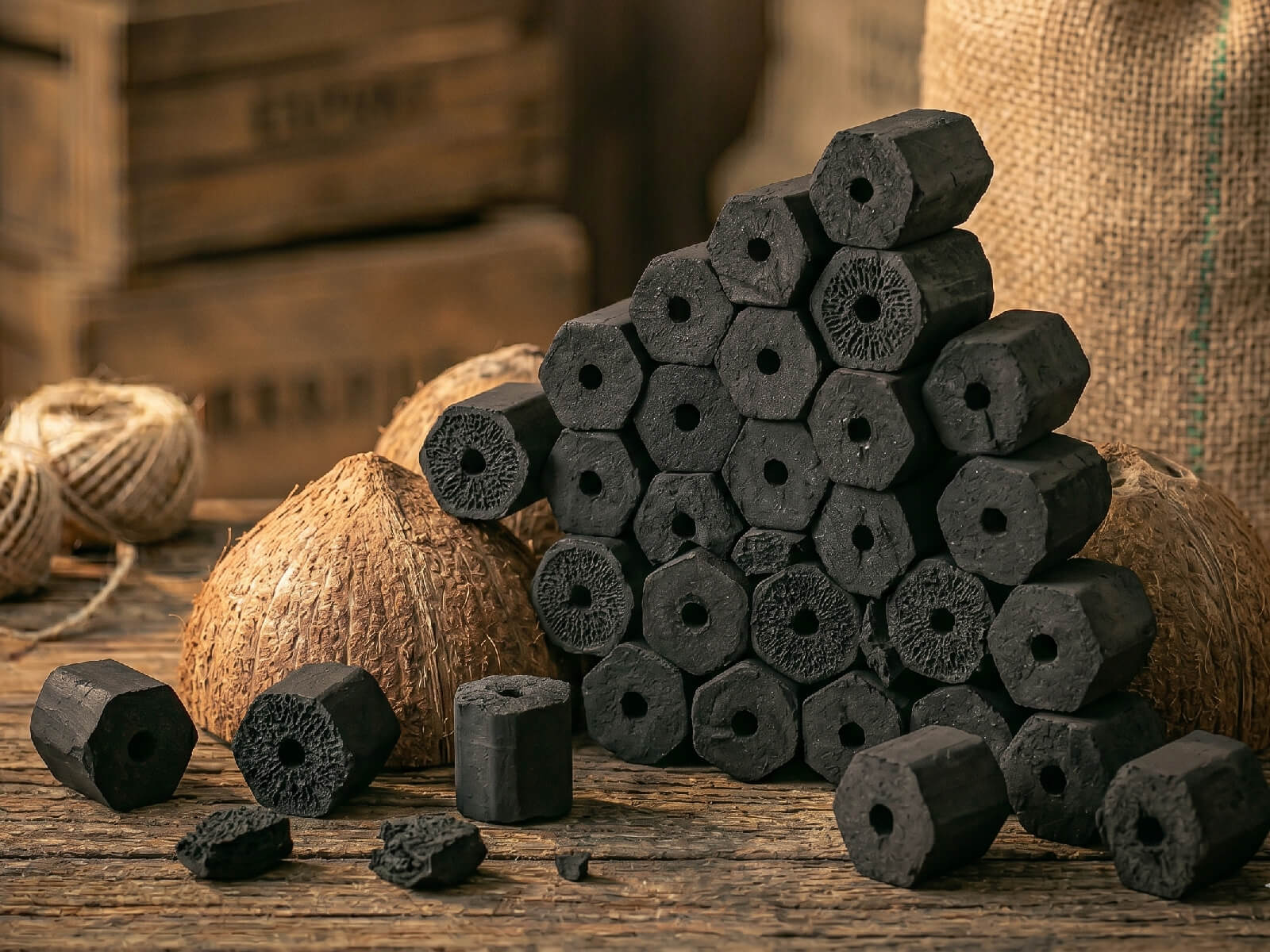 Coconut Shell Hexagon Briquettes — Hexagon Briquettes