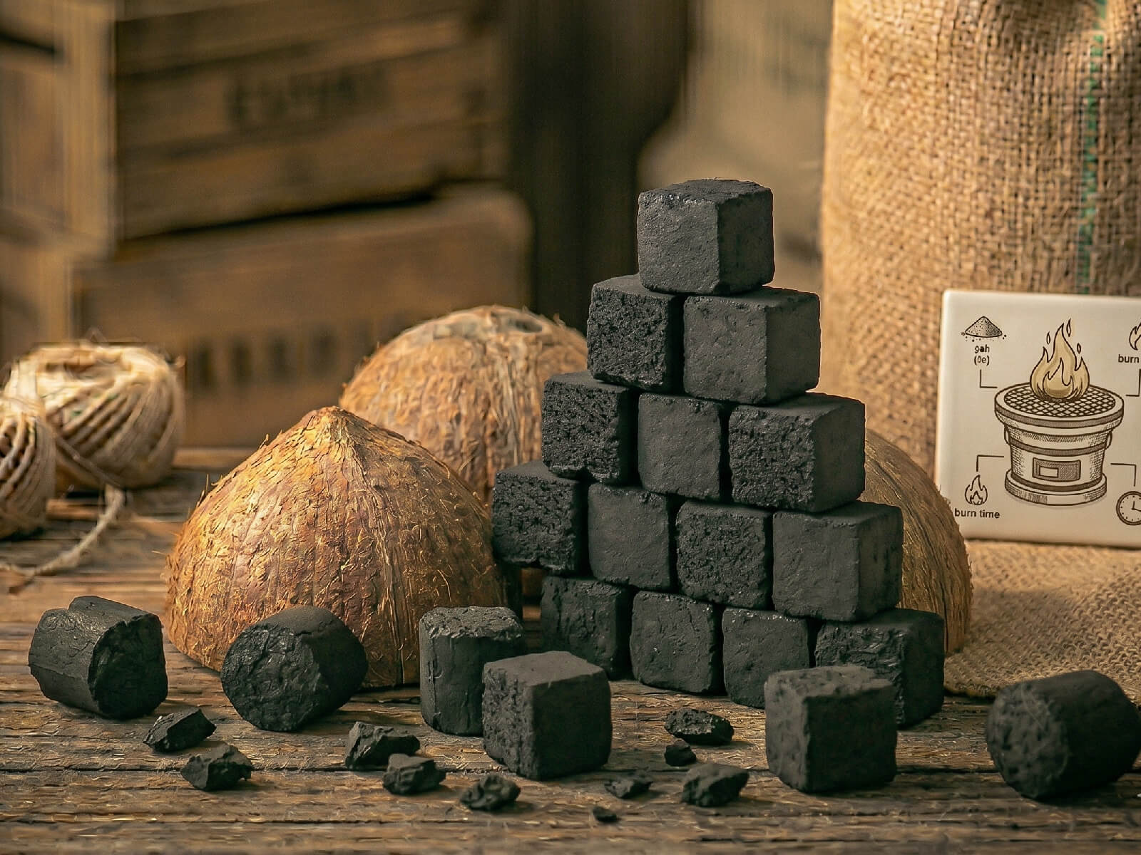Coconut Shell Cube Briquettes — Cube Briquettes