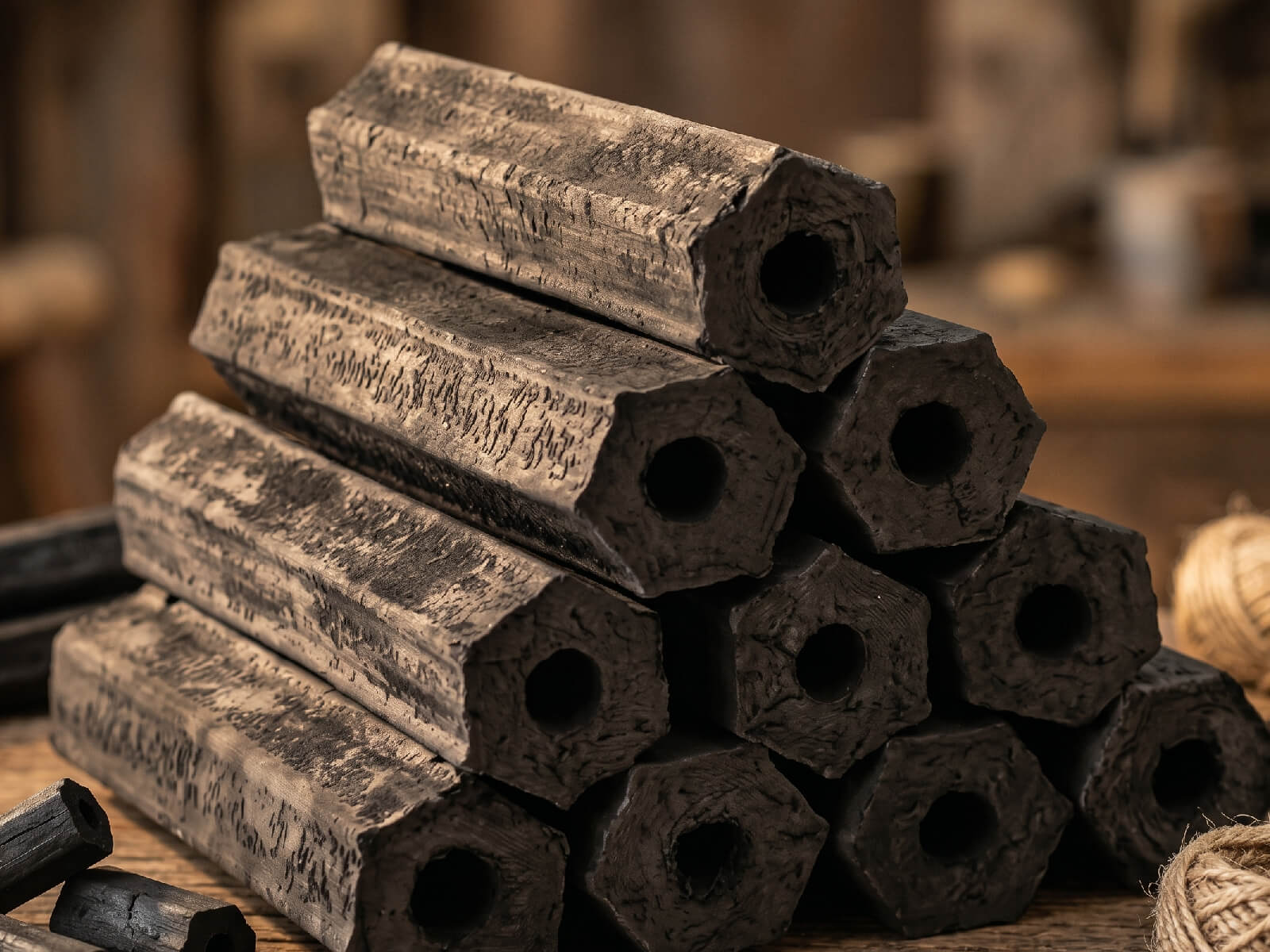 Bamboo Charcoal Hexagon Briquettes — Hexagon Briquettes